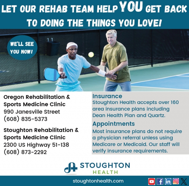 Let Our Rehab Team Help You Get Back to Doing the Things You Love!, Stoughton Hospital, Stoughton, WI