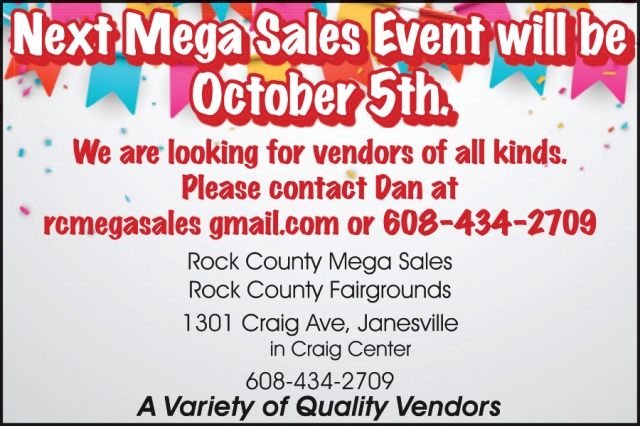 Mega Asales Event, Rock County Mega Sales at Rock County Fairgrounds