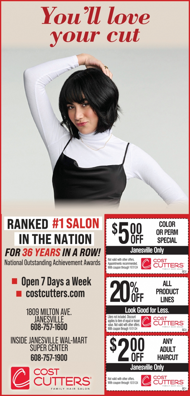 Ranked #1 Salon in the Nation, Cost Cutters , Janesville, WI