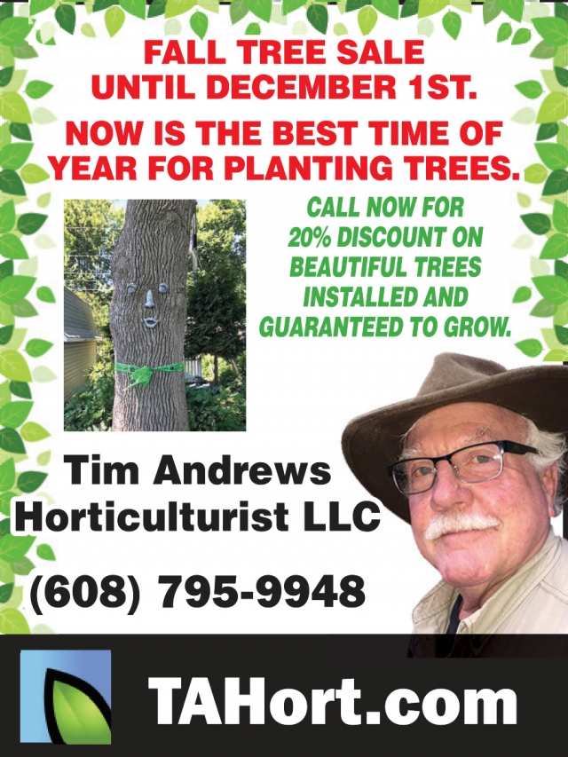 Fall Tree Sale, Tim Andrews Horticulturist LLC, Mazomanie, WI