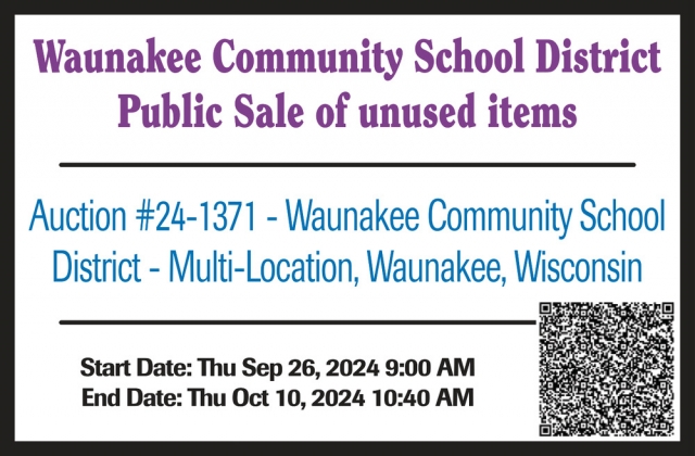 Public Sale of Unused Items, Waunakee Community School District, Waunakee, WI