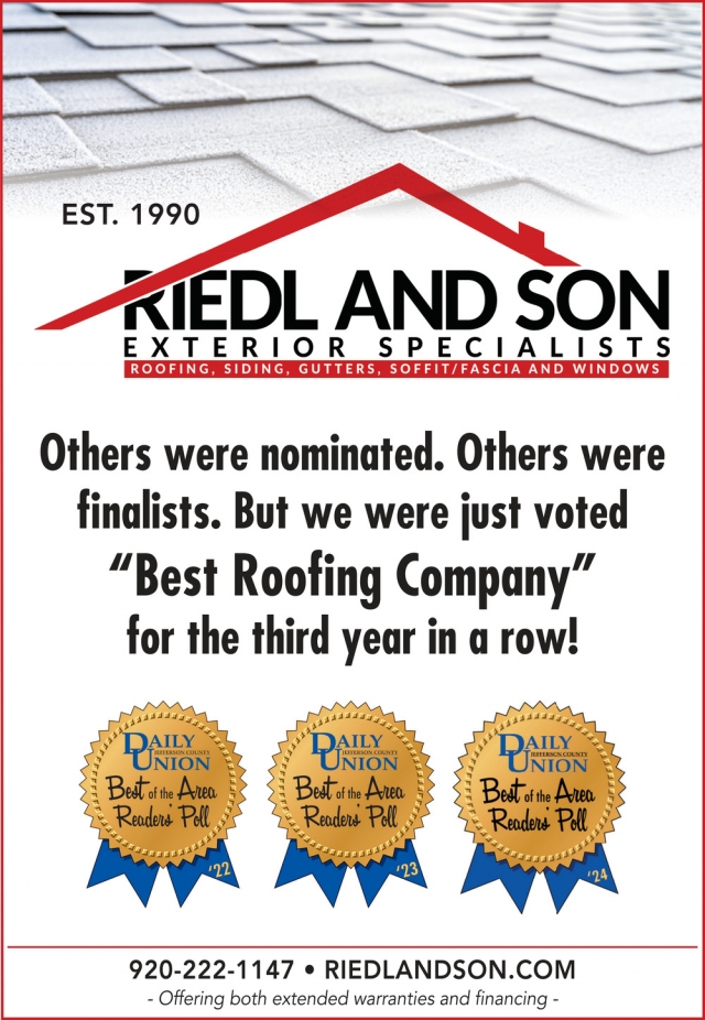 Best Roofing Company, Riedl And Son Exterior Specialists, Fort Atkinson, WI