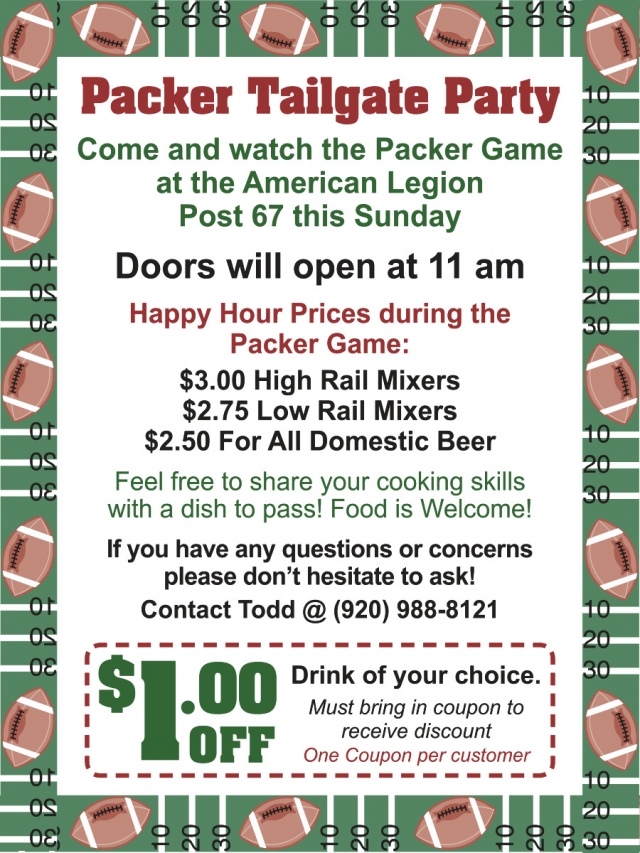 Packer Tailgate Party, American Legion Post #67, Lake Mills, WI