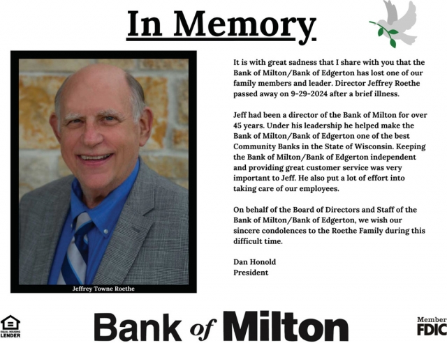 In Memory, Bank of Milton, Milton, WI