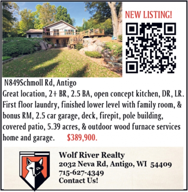 New Listing!, Wolf River Realty, Antigo, WI