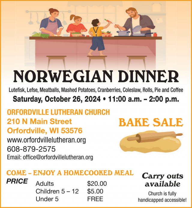 Norwegian Dinner, Orfordville Lutheran Church, Orfordville, WI