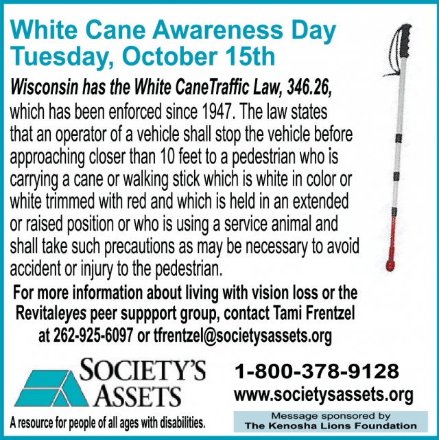 White Cane Awareness Day, Society's Assets, Racine, WI