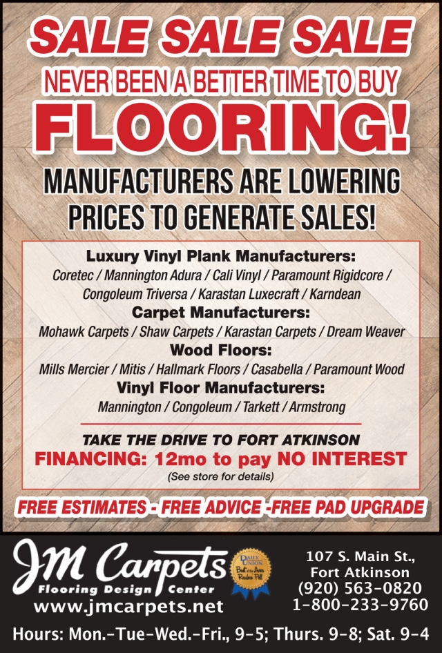 Never Been a Beter Time to Buy Flooring!, JM Carpets