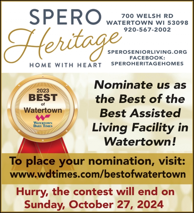 Nominate Us as the Best of the Best Assisted Living Facility in Watertown!, Heritage Homes, Watertown, WI