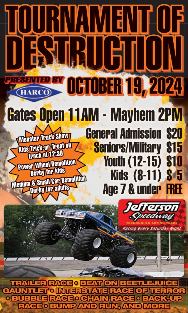 Tournament of Destruction, Jefferson Speedway, Cambridge, WI