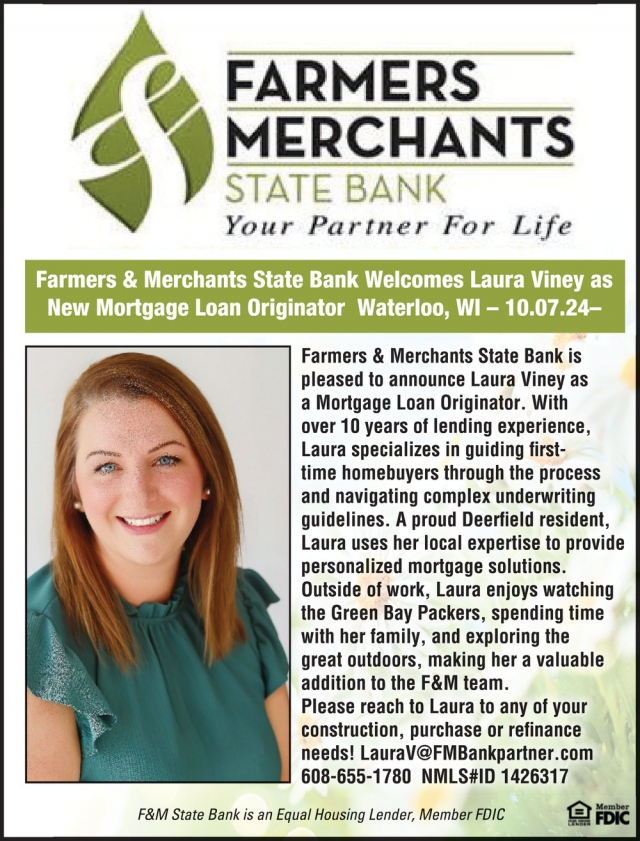 Your Partner for Life, Farmers Merchants State Bank, Oconomowoc, WI