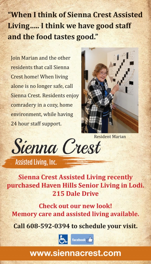 Assisted Living, Sienna Crest Assisted Living, Inc, Darlington, WI