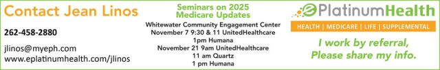 Seminars on 2025 Medicare Updates, Jean Linos - PlatinumHealth, Janesville, WI