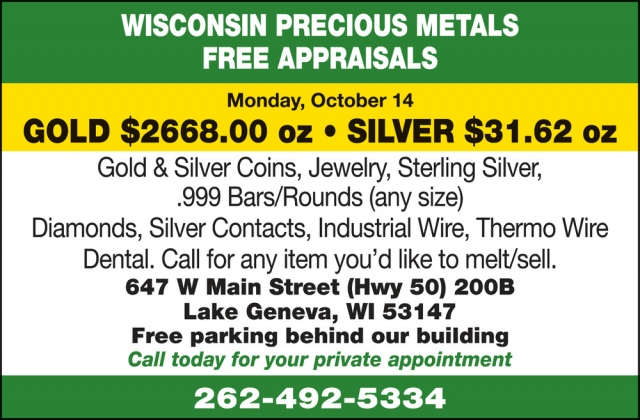 Gold & Silver Coins, Wisconsin Precious Metals Refinishing Services, Lake Geneva, WI