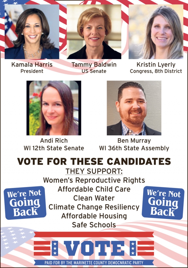 Vote for These Candidates, Marinette County Democratic Party