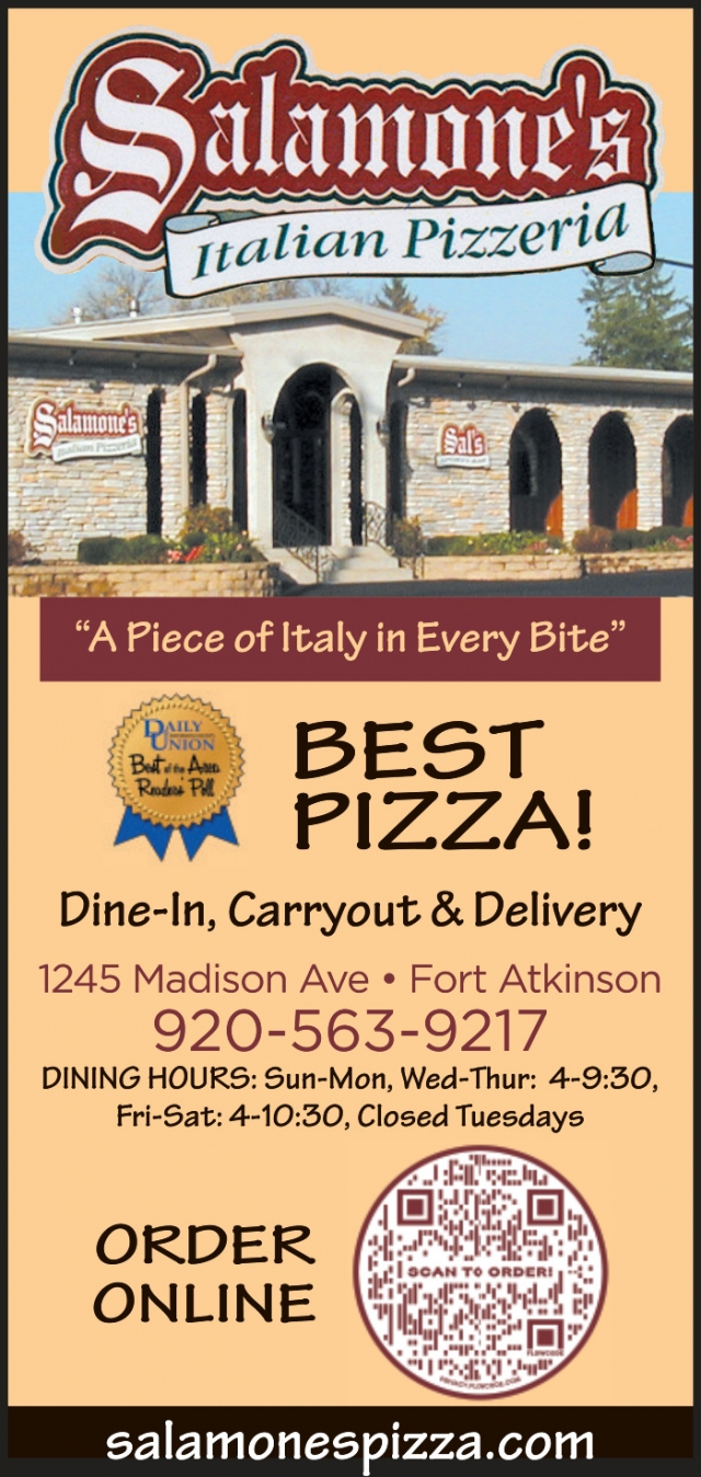 Best Pizza!, Salamone's Pizza, Fort Atkinson, WI