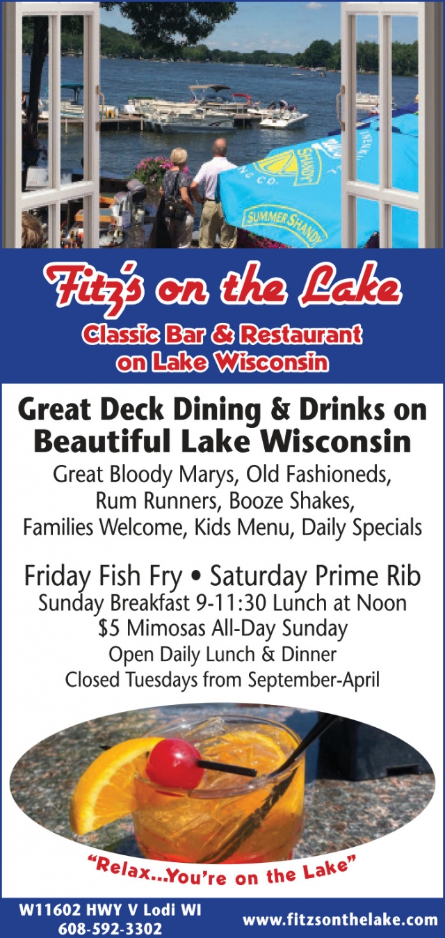 Classic Bar & Restaurant on Lake Wisconsin, Fitz's On The Lake, Lodi, WI