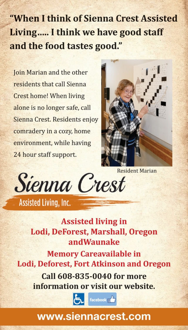 Assisted Living, Sienna Crest Assisted Living, Inc, Darlington, WI