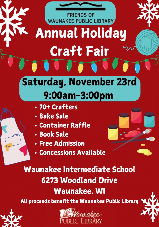 Annual Holiday Craft Fair, Friends of Waunakee Public Library - Annual Holiday Craft Fair (November 23, 2024)