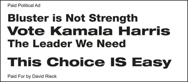 Vote Kamala Harris, David Rieck, Janesville, WI