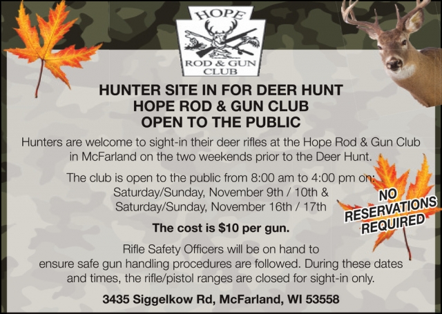 Hunter Site in For Deer Hunt, Hope Rod & Gun Club