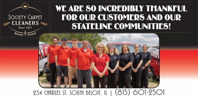 We Are so Incredibly Thankful for Our Customers, Society Cleaners, South Beloit, IL