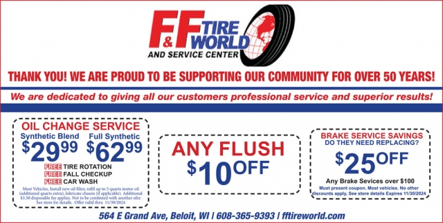 Best Tire Shop, F&F Tire Service Inc., Delavan, WI