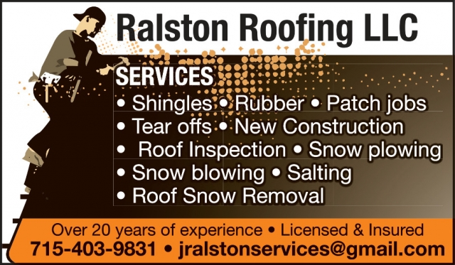 Roofing Services, Ralston Roofing LLC, Orfordville, WI