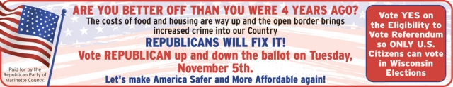 Republicans Will Fix It!, Republican Party of Marinette, Marinette, WI