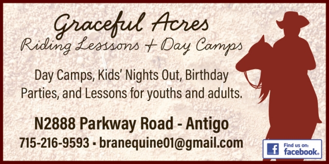 Riding lessons & Day Campus, Graceful Acres, Antigo, WI