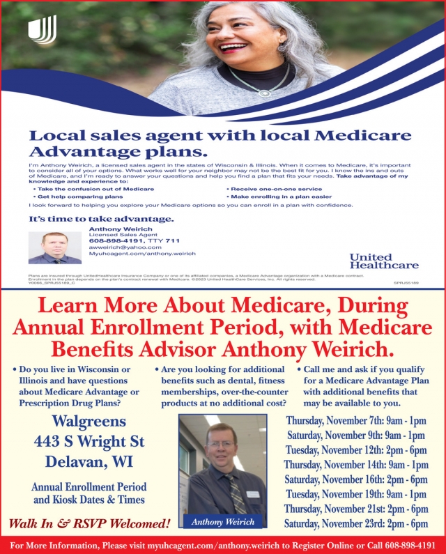 Local Sales Agent With Local Medicare Advantage Plans., United Healthcare - Anthony Weirich, WI