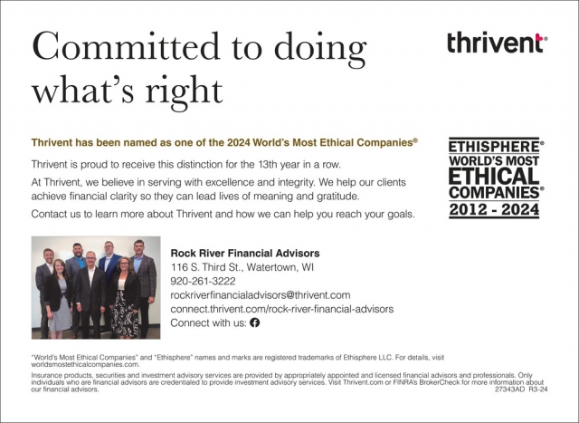 Committed to Doing What's Right, Thrivent Financial - Rock River Financial Associates, Watertown, WI