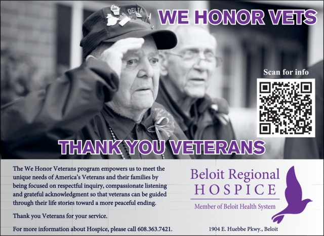 Thank You Veterans, Beloit Regional Hospice, Beloit, WI