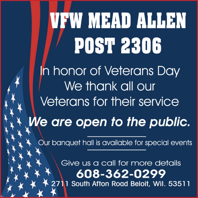 We Are Open To The Public, VFW Mead Allen Post 2306, Beloit, WI