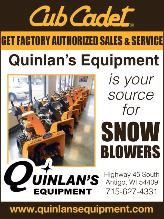 Get Factory Authorized Sales & Service, Quinlan's Equipment, Inc., Antigo, WI