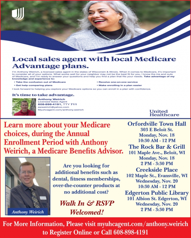 Local Sales Agent With Local Medicare Advantage Plans., United Healthcare - Anthony Weirich, WI