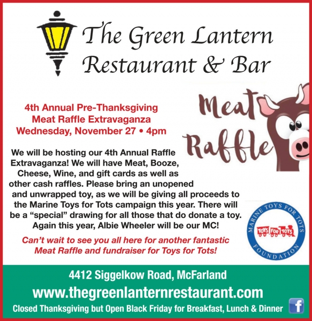 4th Annual Pre-Thanksgiving Meat Raffle Extravaganza, The Green Lantern Restaurant, Mcfarland, WI