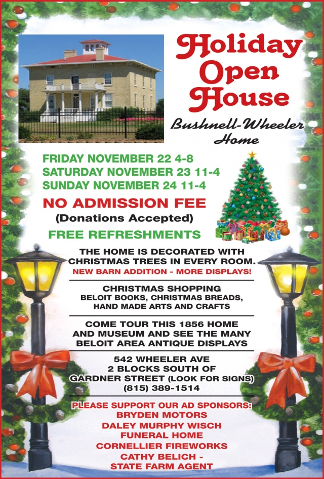 Holiday Open House, Bushnell-Wheeler Home, South Beloit, IL