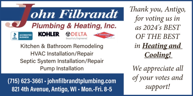 Best in Heating & Cooling!, John Filbrandt Plumbing & Heating, Inc., Antigo, WI