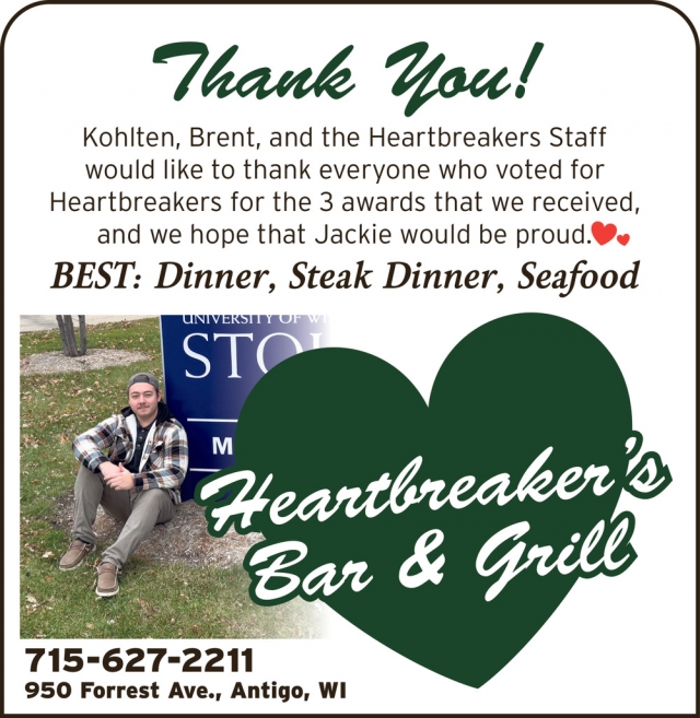 Best: Dinner, Steak Dinner, Seafood, Heartbreaker's Bar & Grill