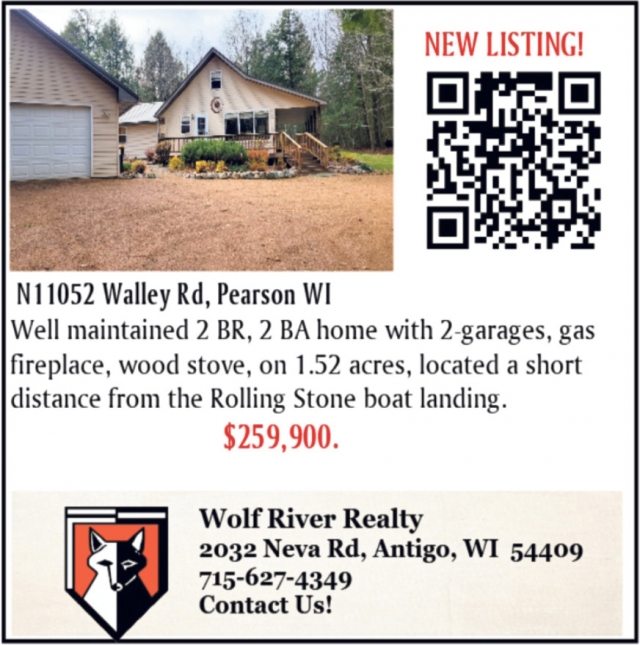 New Listing!, Wolf River Realty, Antigo, WI