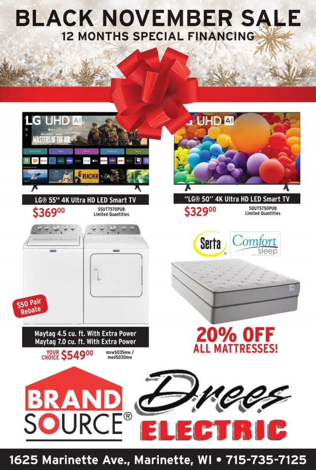 Black November Sale, Drees Electric, Marinette, WI