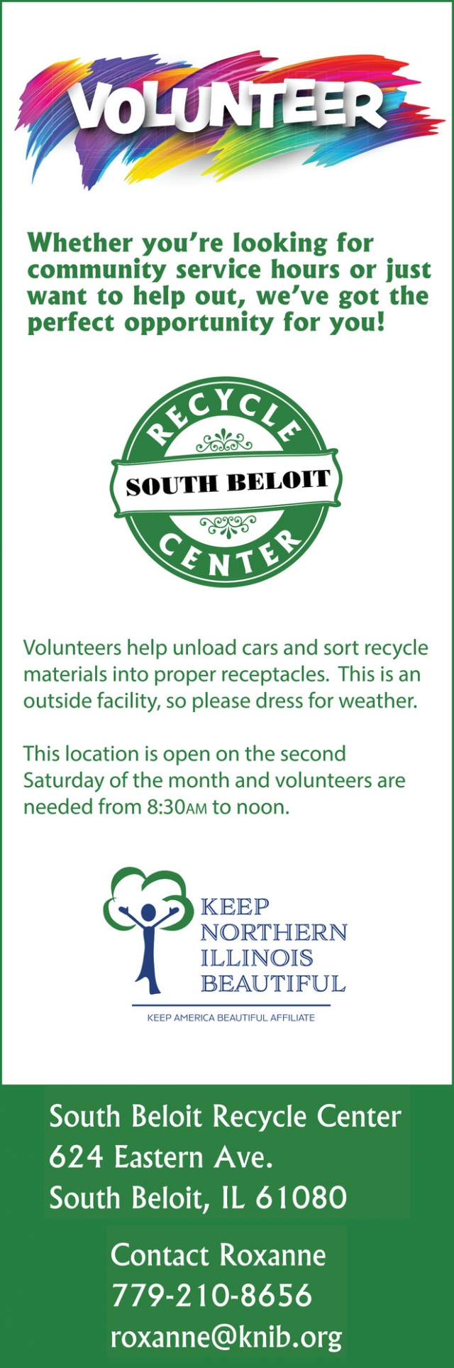 Volunteer, Keep Northern Illinois Beautiful, Rockford, IL