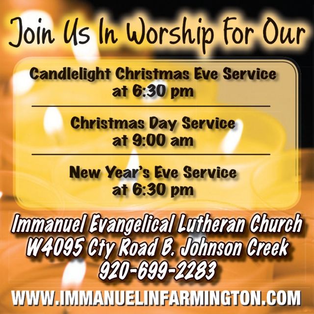 Join Us in Worship, Immanuel Evangelical Lutheran Church - Johnson Creek