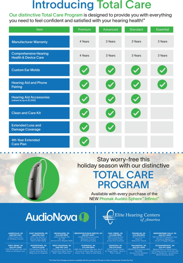 Total Care Program, Elite Hearing Centers of America, Waukesha, WI