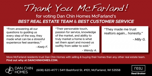 Best Real Estate Team, Dan Chin Homes, Mcfarland, WI