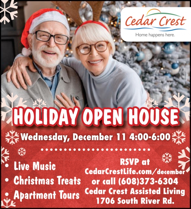 Holiday Open House, Cedar Crest Life, Janesville, WI