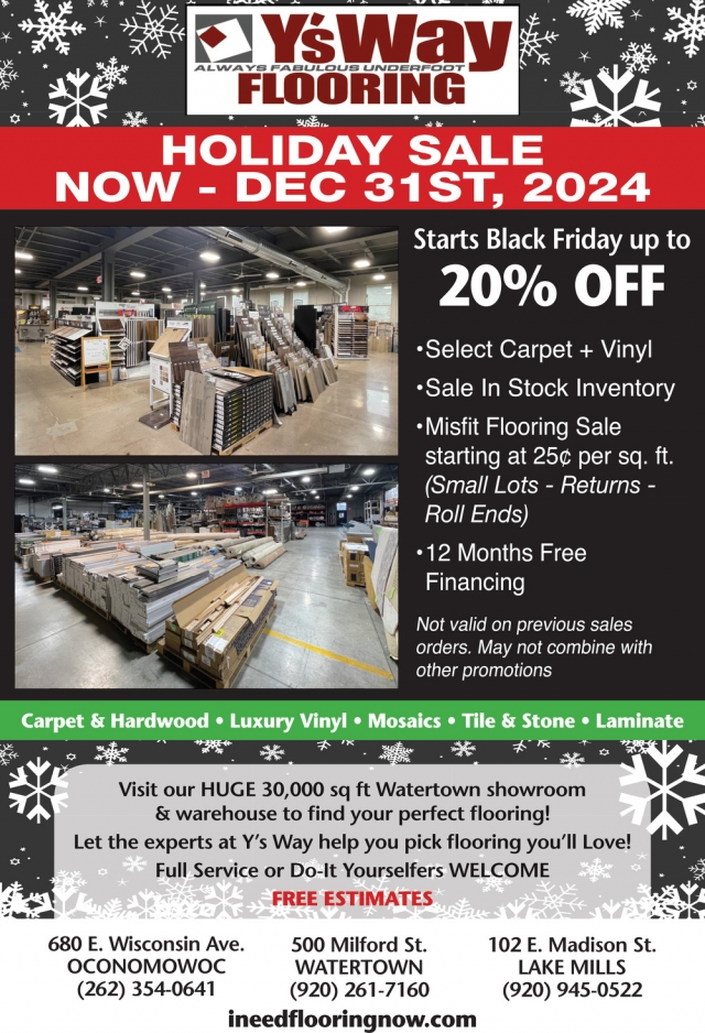 Holiday Sale, Y's Way Flooring, Watertown, WI