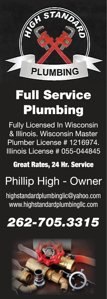 Full Service Plumbing, High Standard Plumbing, Twin Lakes, WI