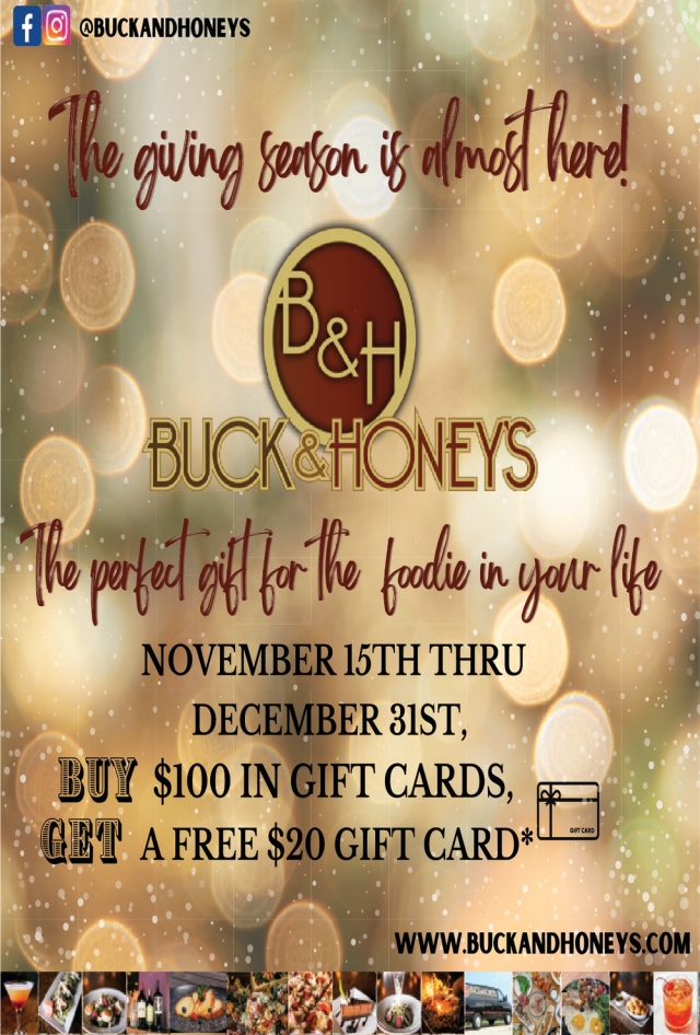 Buy $100 in Gift Cards, Buck & Honey's Restaurant, Mount Horeb, WI